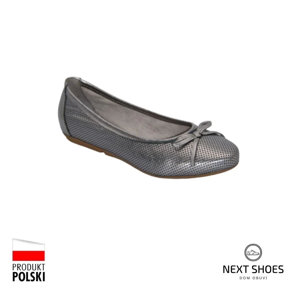 Женские серебристые балетки Simen (Польша) модель 4417